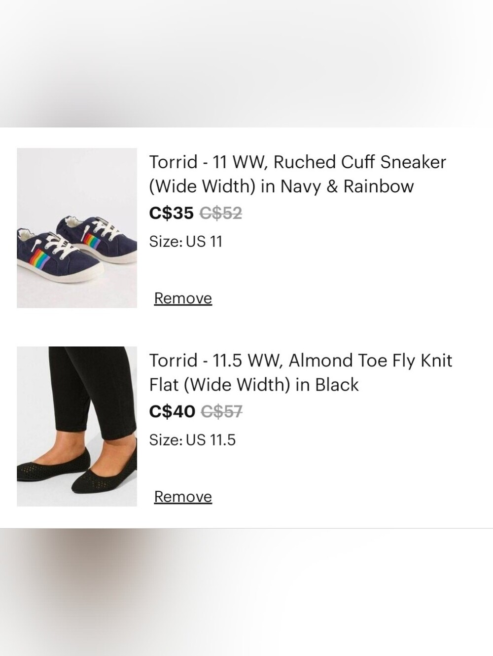 torrid - Navy Sneaker with Rainbow & Black Flats Bundle For A